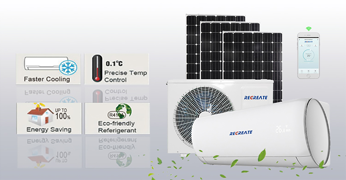 12000 Btu/1 Ton/1.5 Hp Mini Split Solar Air Conditioner for Home