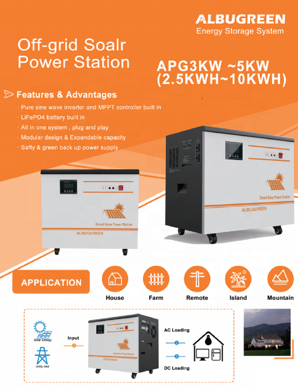 3KW 5KWH rechargeable Solar Power System for emergency